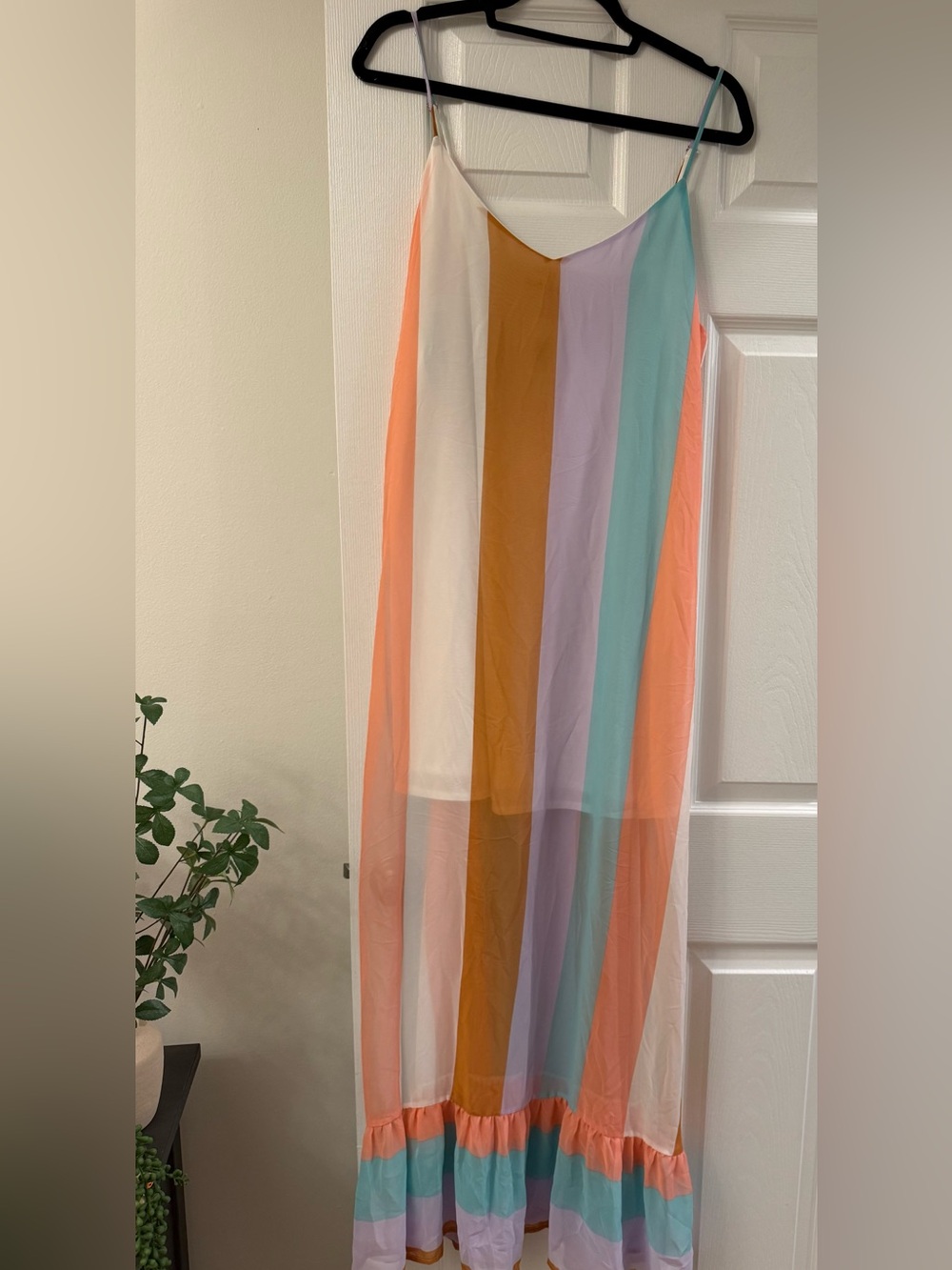 Peach Love California Pastel Stripe Maxi Skirt in Coral, Mint & Lavender